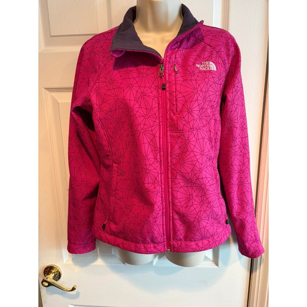 The North Face Women’s Fleece Jacket Pink Geometric Full Zip Softshell Medium‎